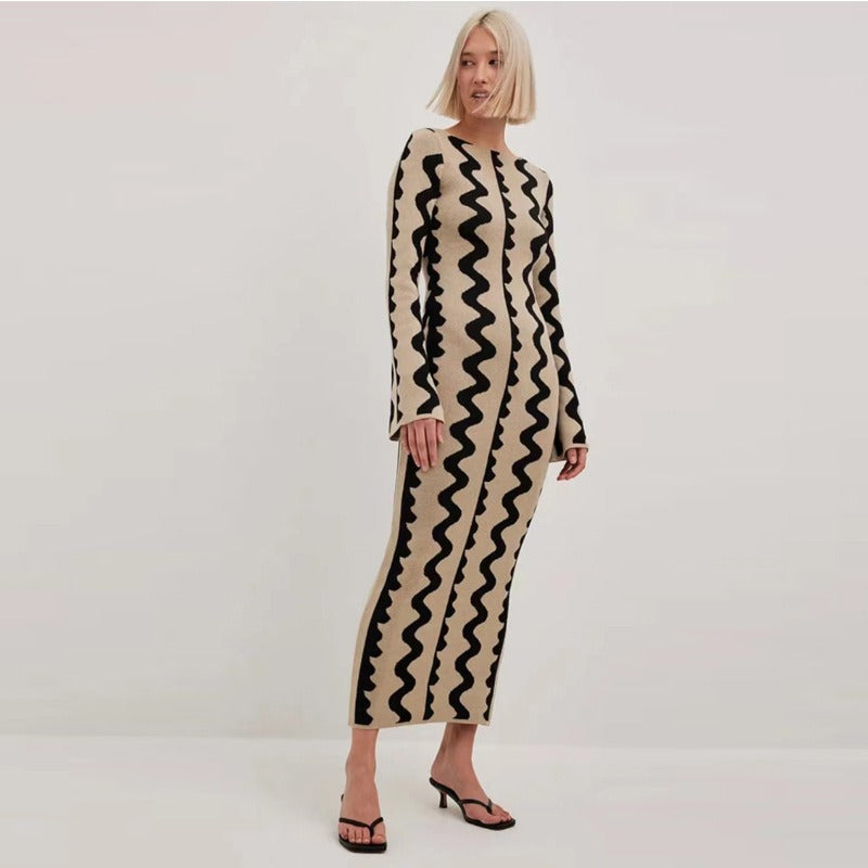Flare Sleeve Knitted Dress Women's