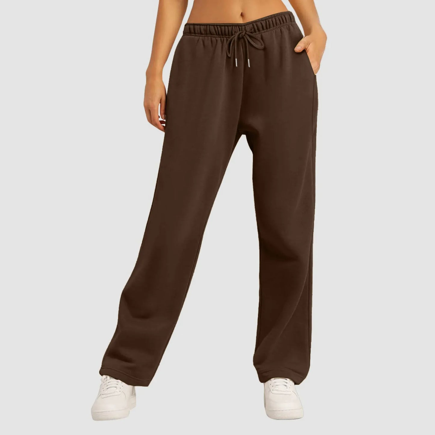 Women’s Fleece Lined Sweatpants Wide Straight Leg Pants Bottom Sweatpants Joggers Pants All-Math Plain Workout Sweatpants