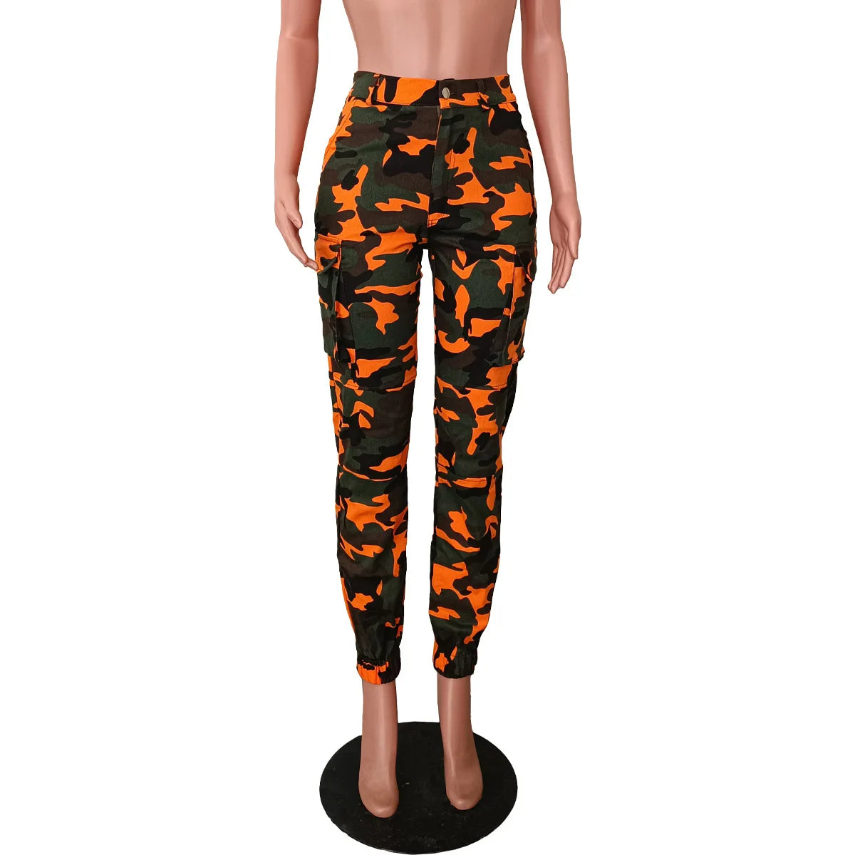 YAYA Women’s Camouflage Printed Slim Cargo Pants 2024 Spring/Summer Pocket Jogger Street Fashion Safari Trousers
