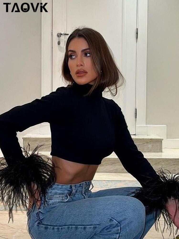 Basic Black Turtleneck-Shirt