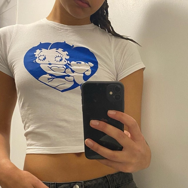Cute Betty Boop Crop Tops