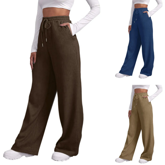 Women’s Fleece Lined Sweatpants Wide Straight Leg Pants Bottom Sweatpants Joggers Pants All-Math Plain Workout Sweatpants