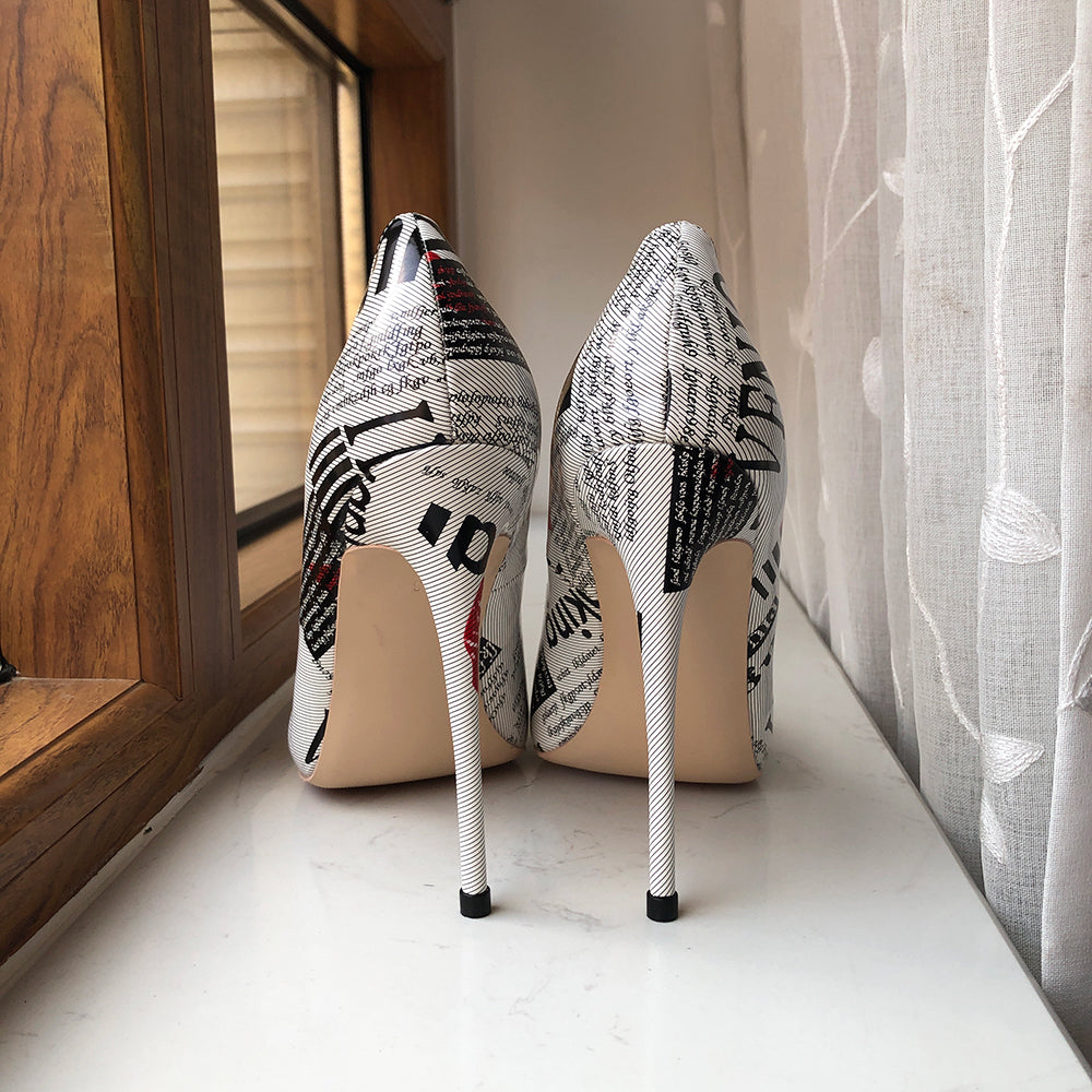 Graphic Print Point Toe High Heel Shoes